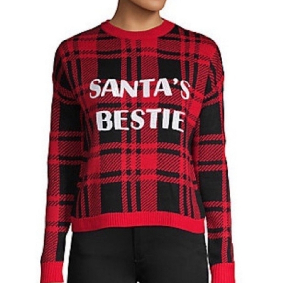 Derek Heart Sweaters - Derek Heart "Santa's Bestie" Buffalo Check Sweater. Sz Large